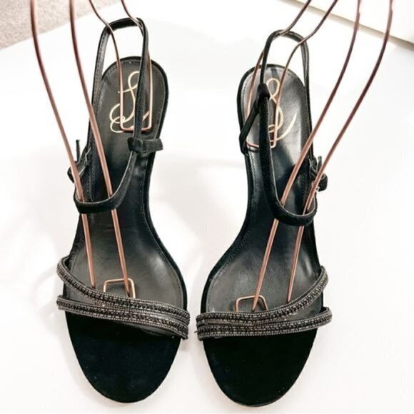 Sam Edelman Heels womens size 10 Black Crystal Daisie Ankle Strapped Sandals - Picture 4 of 13